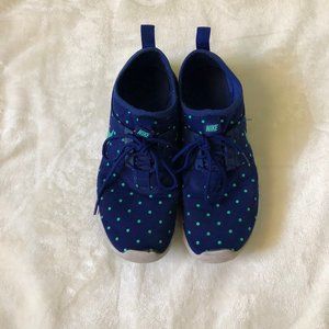 Navy and Green Polka Dot Slip-on Tennis Shoes